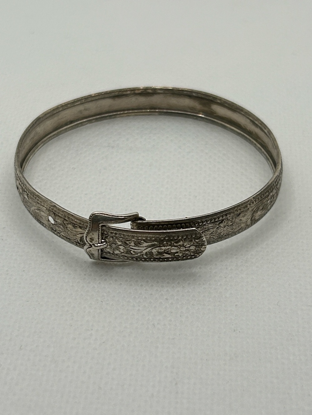Vintage Hayward Sterling Silver Engraved Belt Buckle Bangle Bracelet - 9g